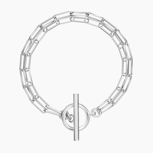 Double Rolo Toggle Bracelet, Rhodium