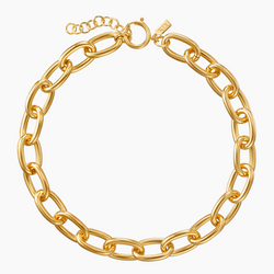 Brass Oval Link Necklace, Gold
