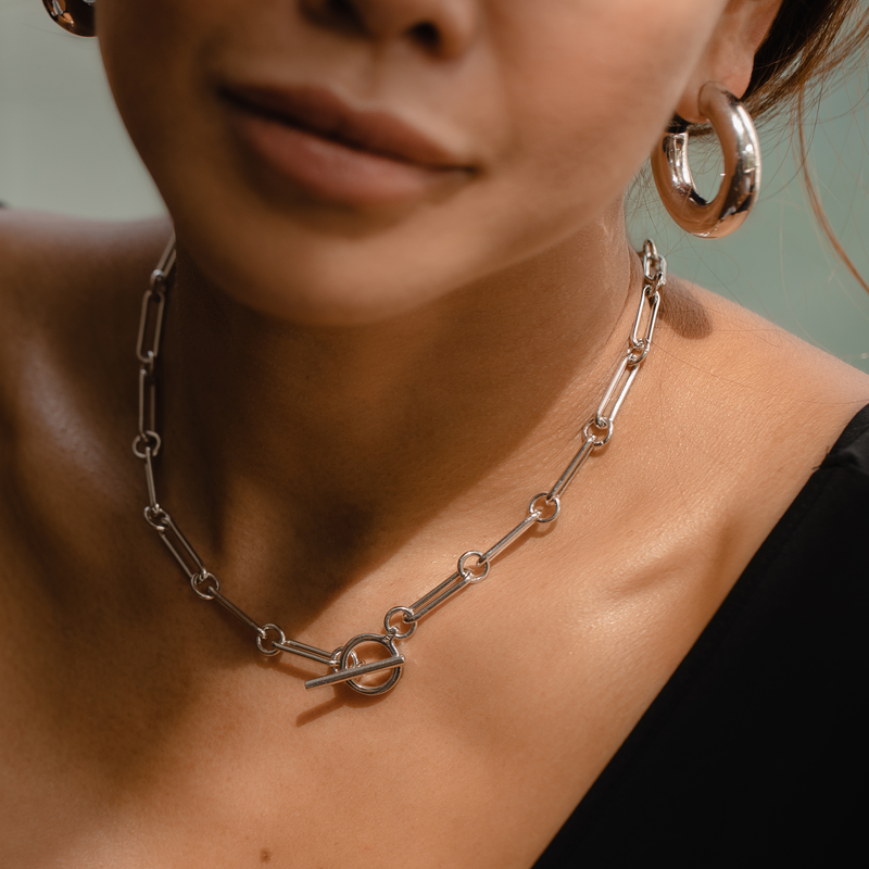 Bar Toggle Necklace, Rhodium