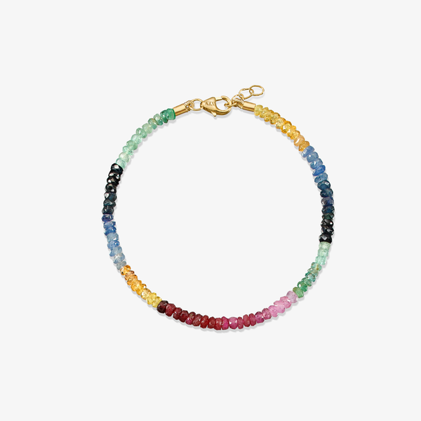 Solid Gold Rainbow Sapphire Bracelet