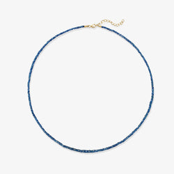 Solid Gold Blue Sapphire Necklace