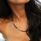 Solid Gold Rainbow Sapphire Necklace