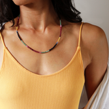 Solid Gold Rainbow Sapphire Necklace