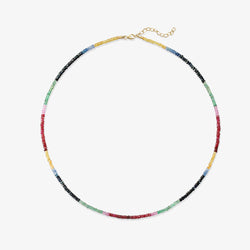 Solid Gold Rainbow Sapphire Necklace