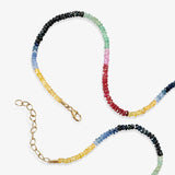 Solid Gold Rainbow Sapphire Necklace