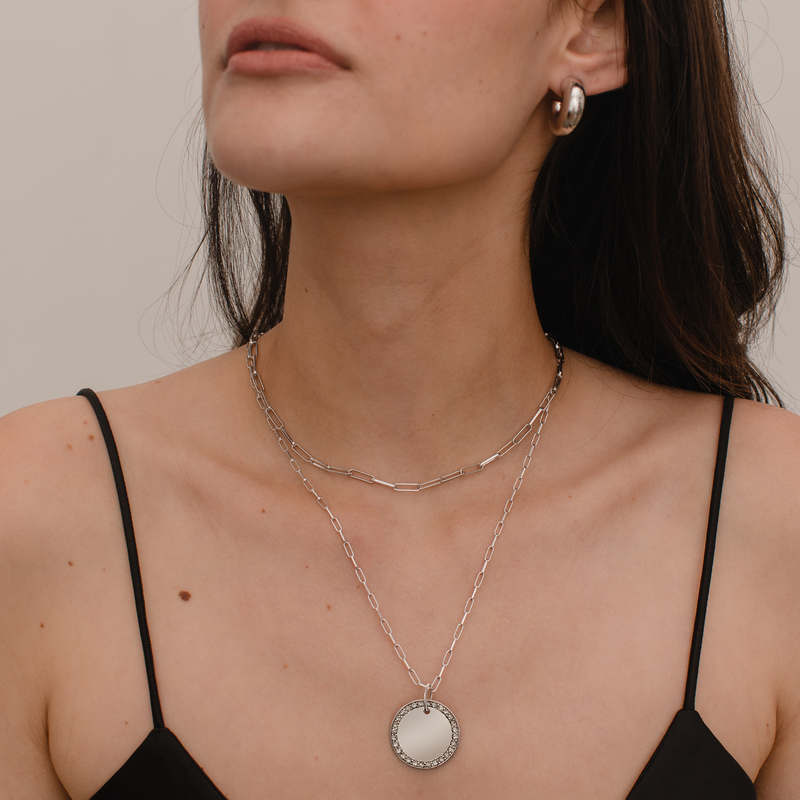 Paved Round Charm, Rhodium